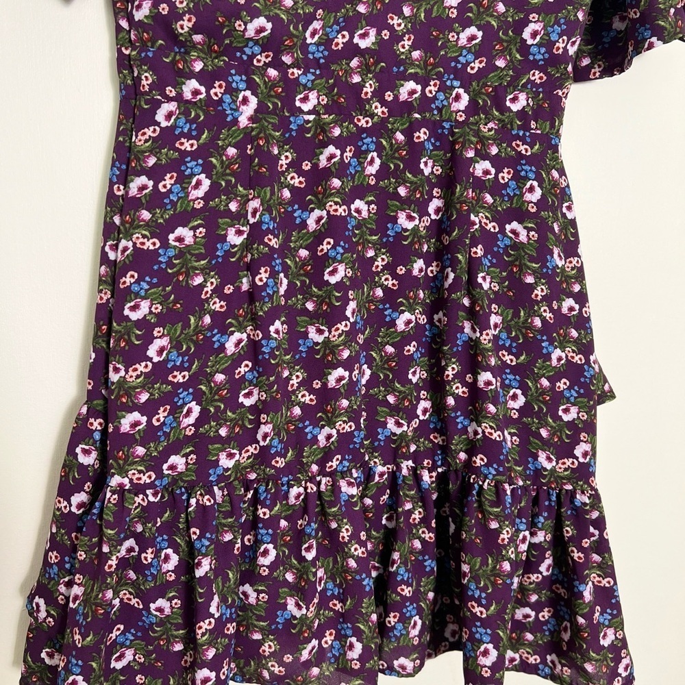 🛍️Mi Ami Francescas Women Purple Cottagecore Mini Dress Flowy Y2K Ruffled Medium - Picture 13 of 16